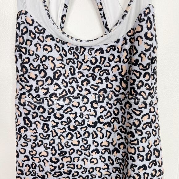 Varley Cheetah Print Keyhole Open Back Racerback Tank Top Mesh Piecing XSmall XS - Picture 4 of 10